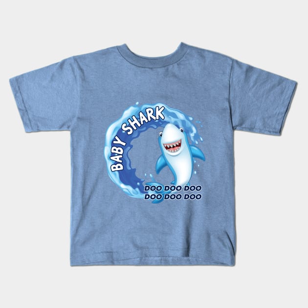 Baby Shark Doo Doo Doo Doo Doo Doo Kids T-Shirt by CafePretzel